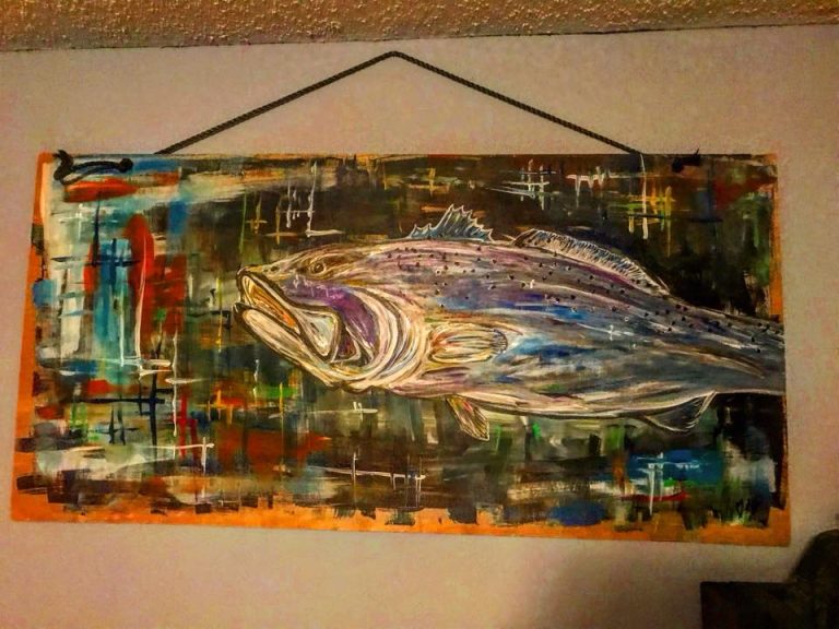 LodgeFreeport TX Fishing Charters lodge decor - fish painting